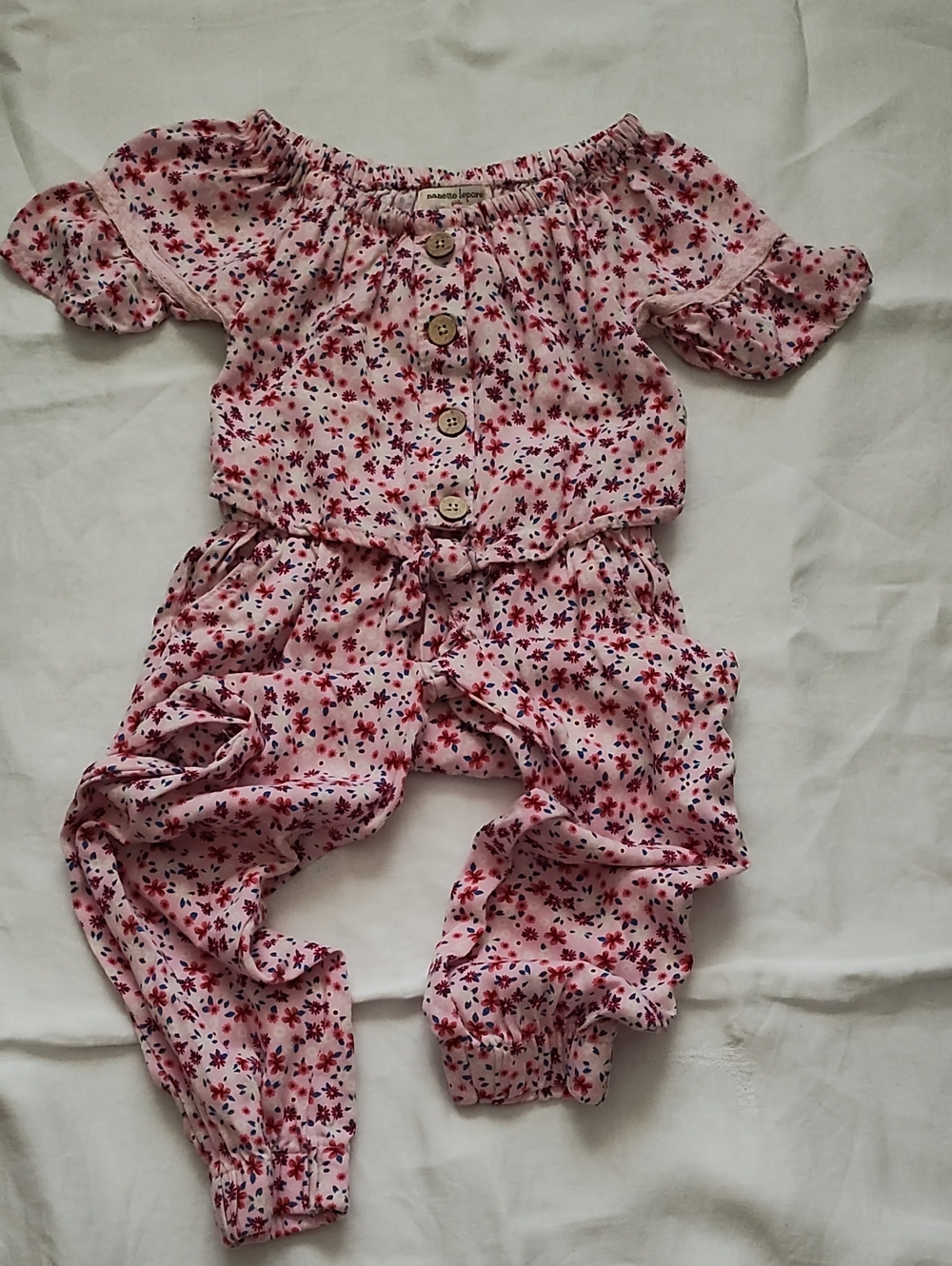 Nanette Lepore Pink Floral Off-Shoulder Jumpsuit for Kids